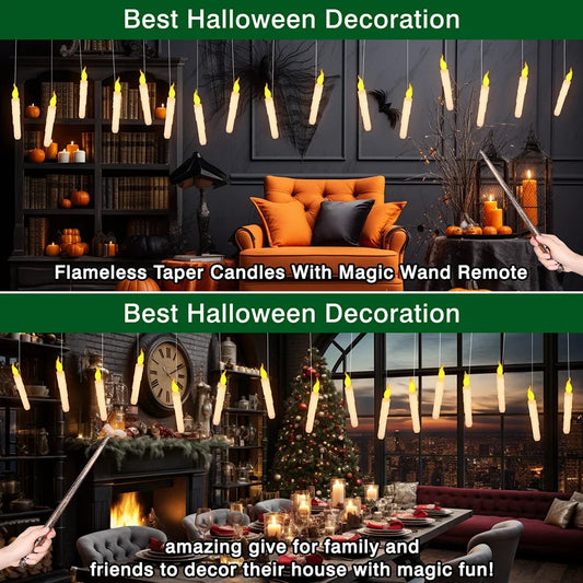 Floating Flameless Candles with Magic Wand — 12 Pack