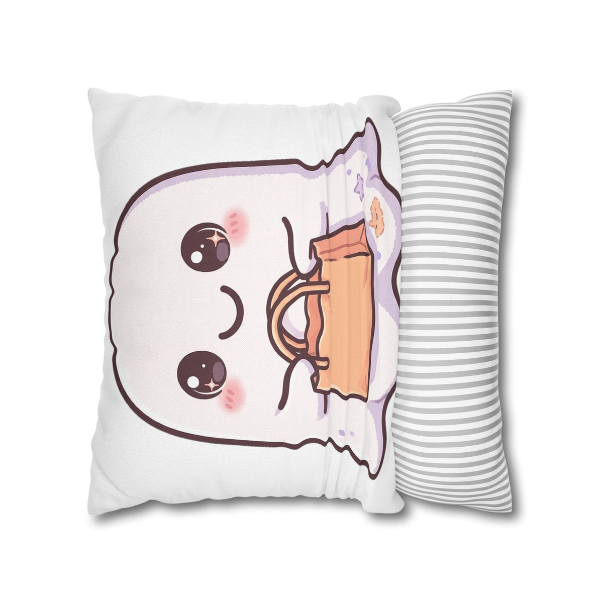 Cute Ghost Halloween Throw Pillow Cover 18x18 - Shopping Ghost