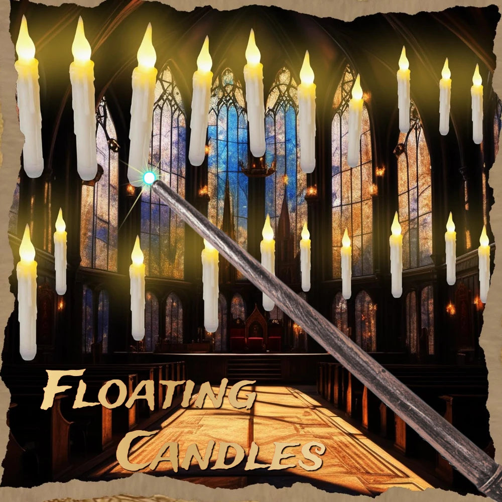 Floating Flameless Candles with Magic Wand — 12 Pack