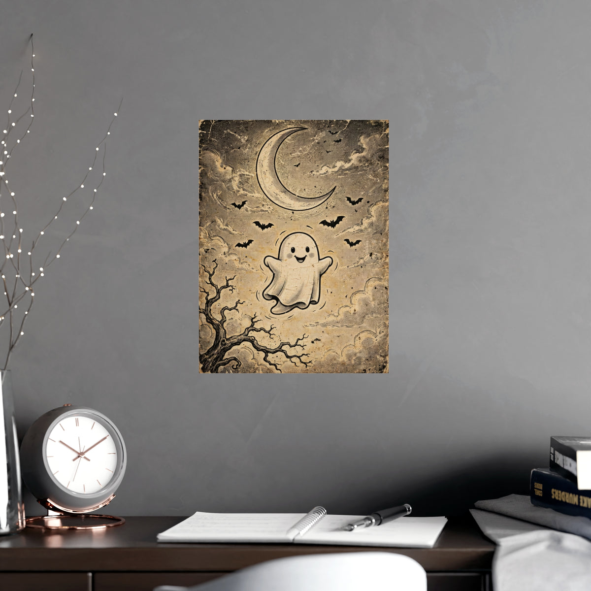 Retro Vintage Ghost Halloween Wall Art Print | 365 Goods